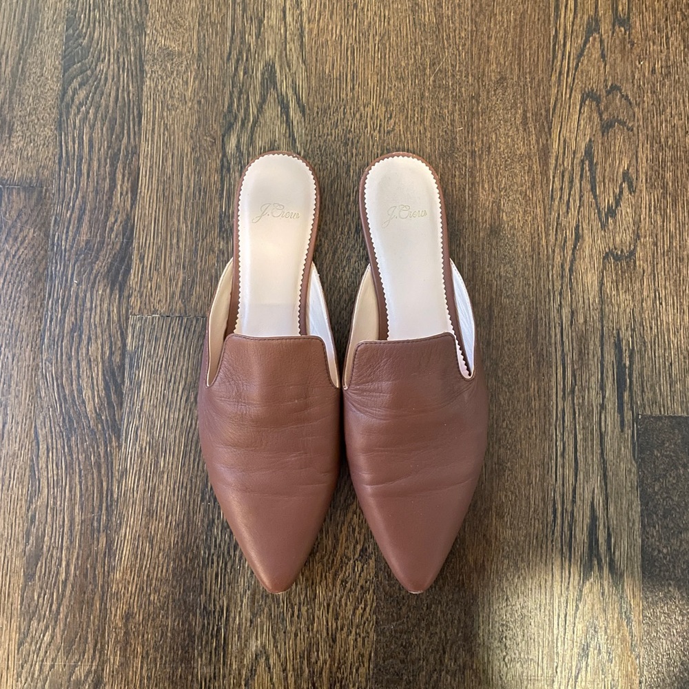 J. Crew pointed toe leather slides - Size 9